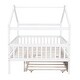 preview thumbnail 8 of 10, Wooden Full Size Creativity House Bed with Twin Size Trundle and Headboard, Spacious Storage