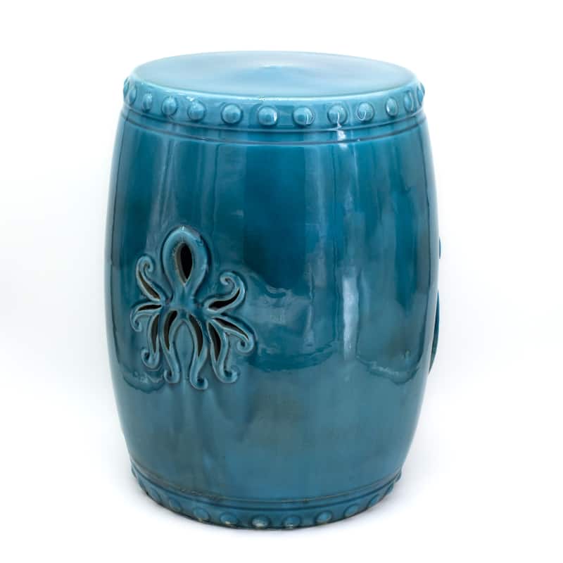 Euro Ceramica Grotto Ceramic 18" Kraken Tropical Garden Stool