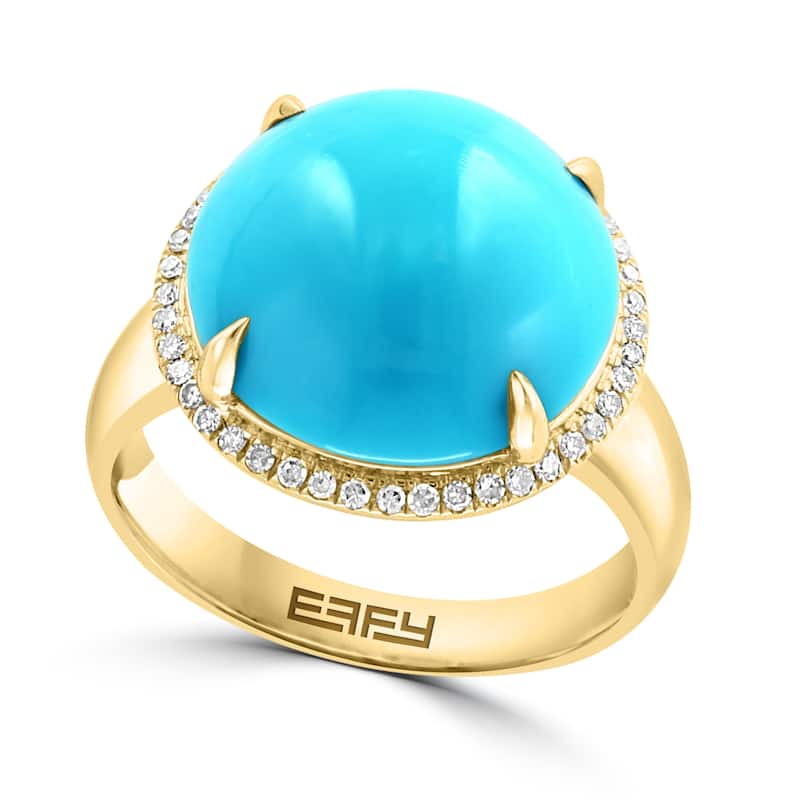 EFFY 14K Gold Diamond,Turquoise Dome Ring