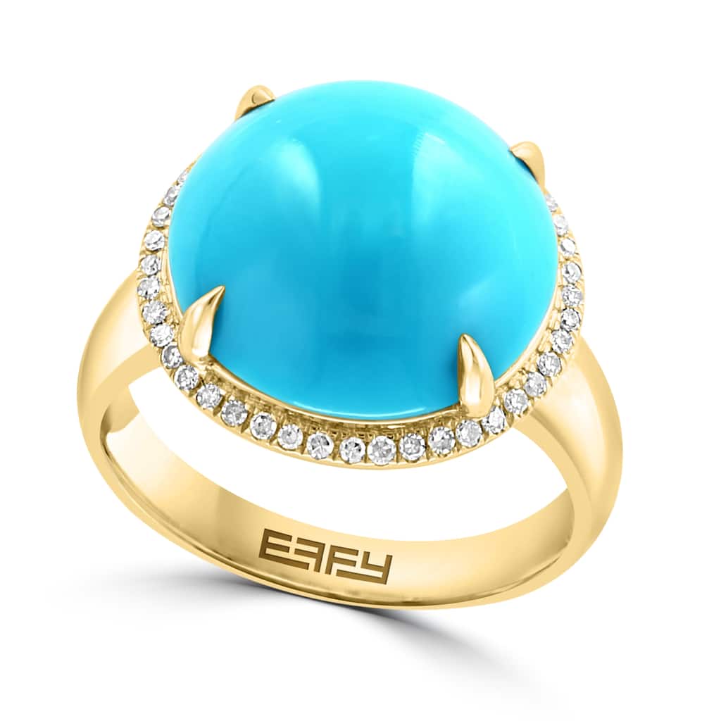 EFFY 14K Gold Diamond,Turquoise Dome Ring