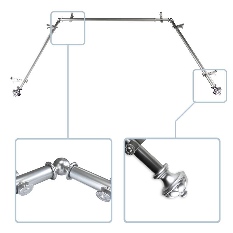 InStyleDesign Noah 13/16" Bay curtain rod 20"-36", 38"-72" - Satin Nickel