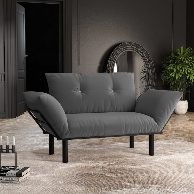 Haydar Extra-wide Modern Loveseat with Metal Legs - Grey
