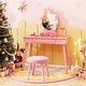 preview thumbnail 4 of 28, Costway Kids Vanity Set Princess Vanity Table & Chair Set with Lighted - See Details Pink