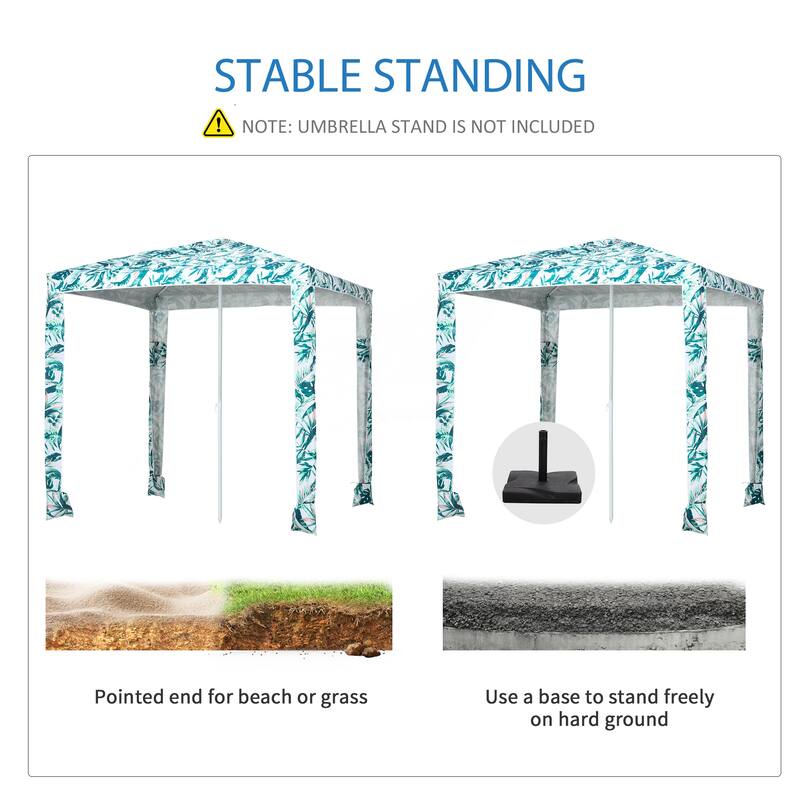 Beach Cabana Canopy Umbrella, 6.5' Easy-Assembly Sun-Shade Shelter with Sandbags and Carry Bag, Cool UV50+ Fits Kids & Family