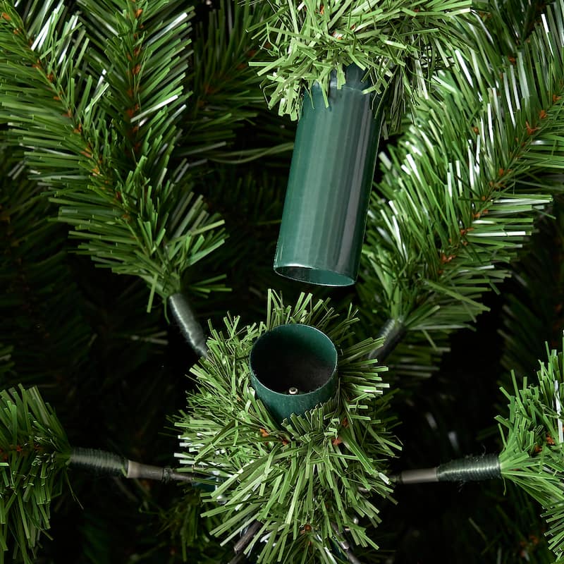 Canyon Ranch Fir Artificial Tree 7.5ft, Pre-Lit 380 Warm White LED Lights, 1374 PE/ PVC Tips