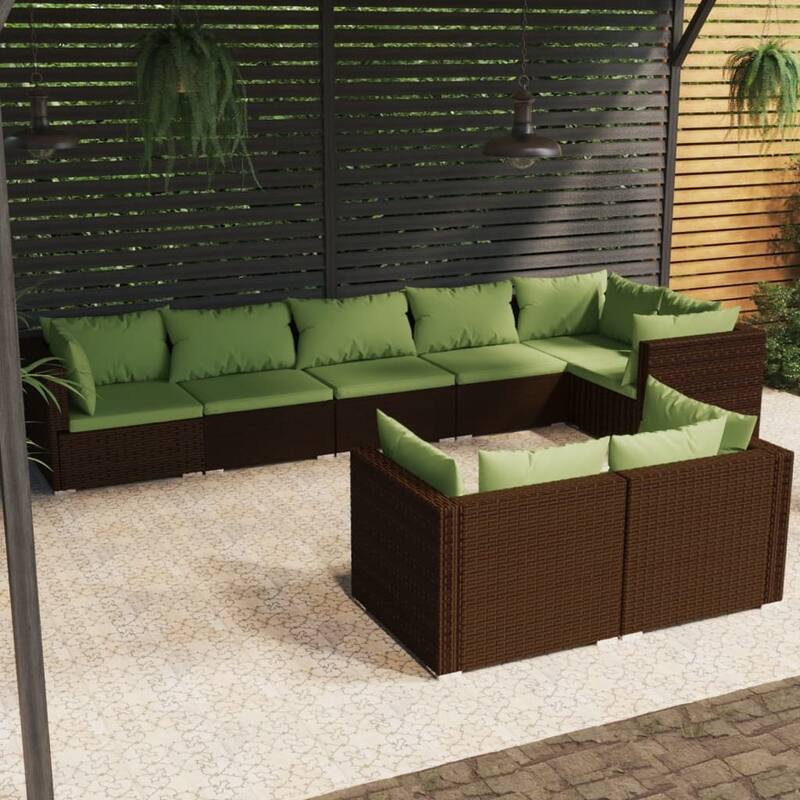 vidaXL Patio Lounge Set Outdoor Sectional Sofa Set Table Garden Poly Rattan - 27.6" x 27.6" x 23.8"