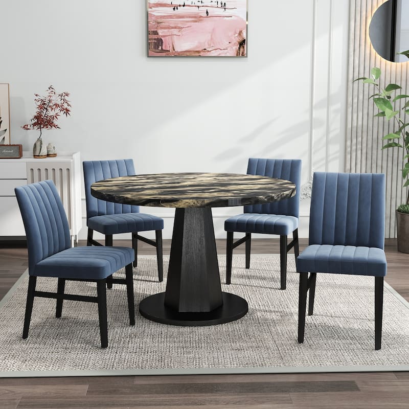 Roundhill Furniture Cavira 5-Piece Round Modern Dining Set