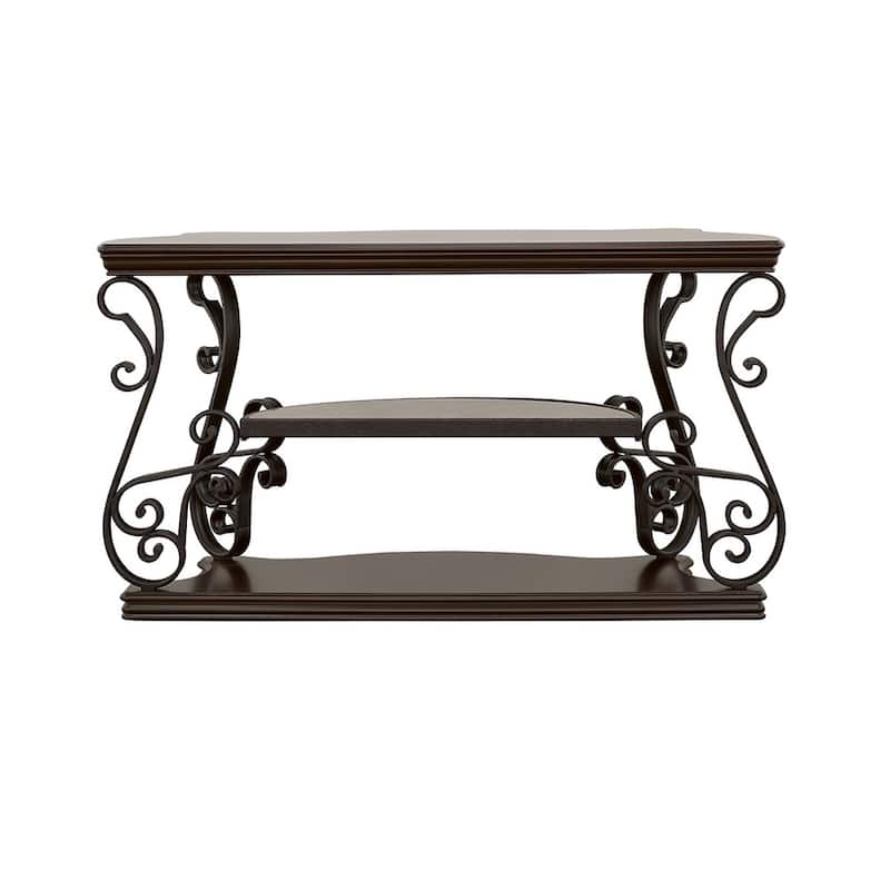 Laney Scrollwork Entryway Sofa Console Table Dark Merlot