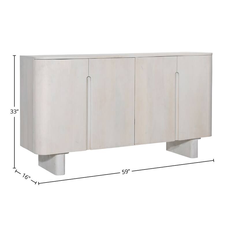 Essex 39" Tall 4-Door Cabinet, White