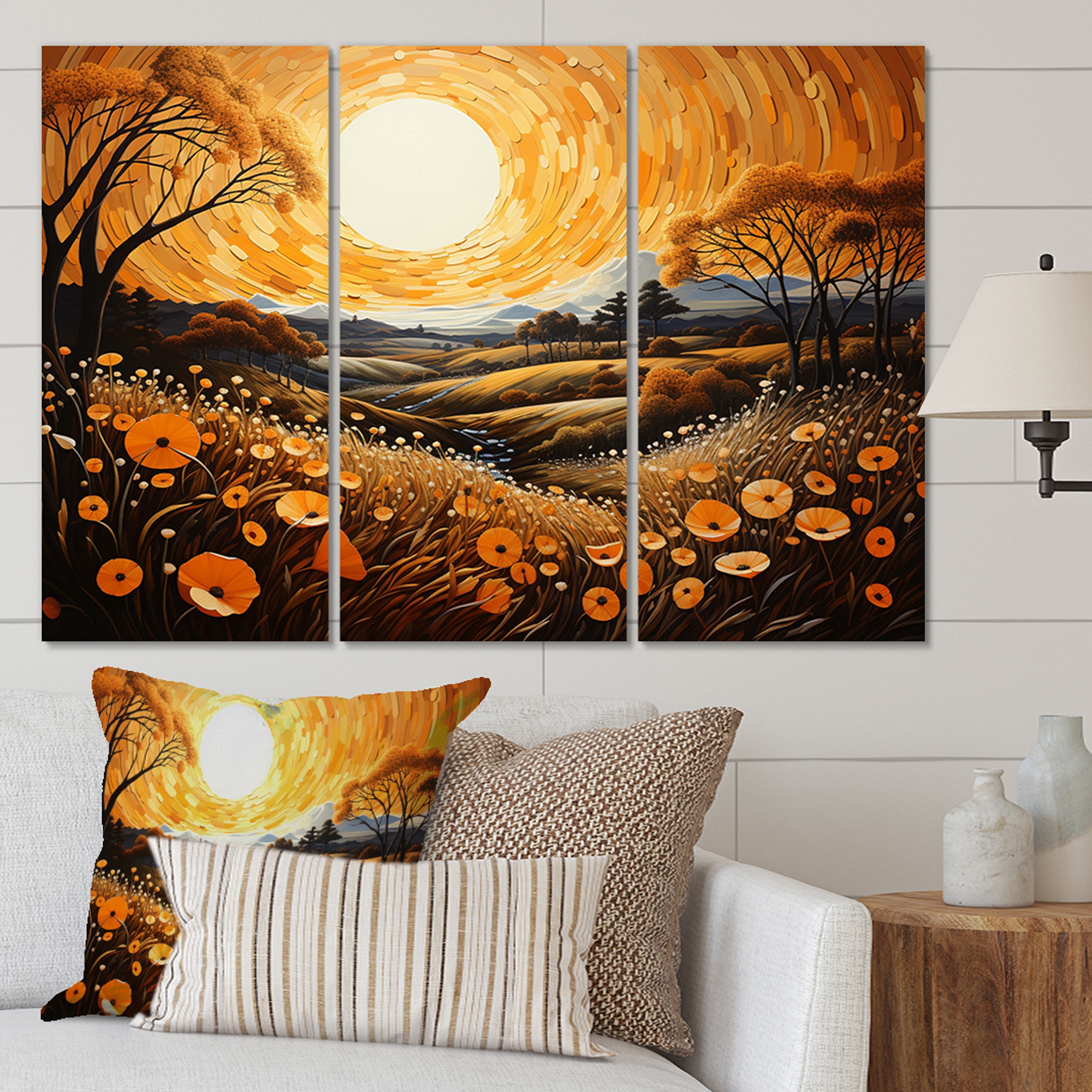 Designart Farm Golden Harvest Pointillism Iv Landscapes Wall Art Print Set Bed Bath And Beyond 8126