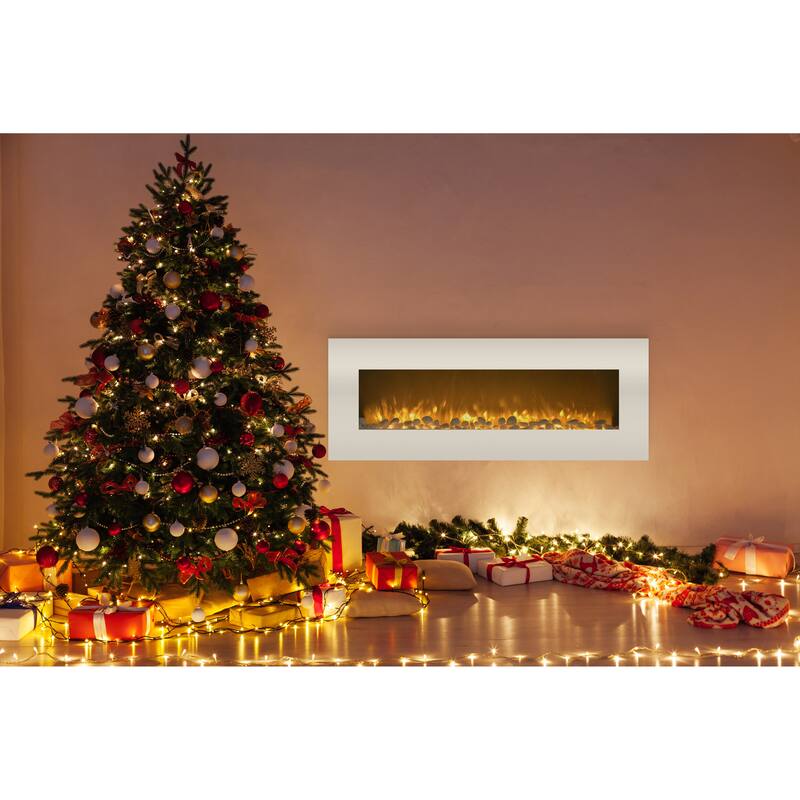 Northwest 50-Inch Wall Electric Fireplace, White