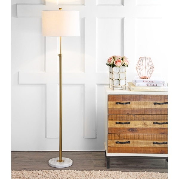June 65" Adjustable Metal/Marble LED Floor Lamp by JONATHAN Y - 57-65" H x 15" W x 15" D. Opens flyout.