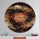 preview thumbnail 8 of 8, Designart 'Dark Gold Red Fractal Flower Pattern' Oversized Floral Wall CLock