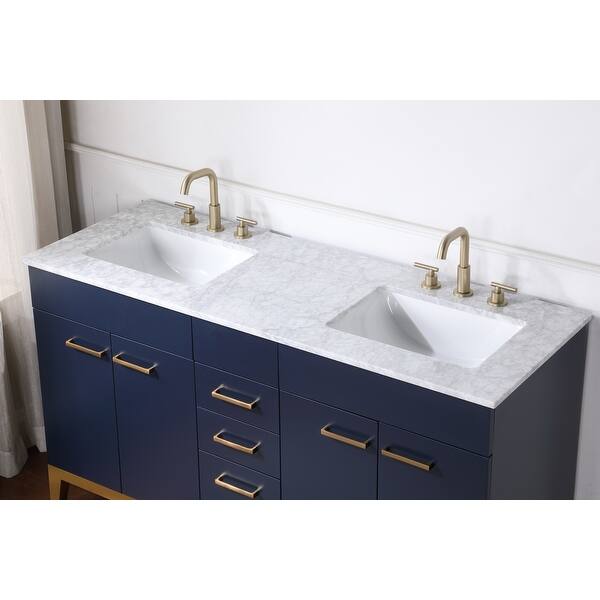 Stufurhome Alisson Dark Blue 60 Inch Double Sink Bathroom Vanity Overstock 32264451