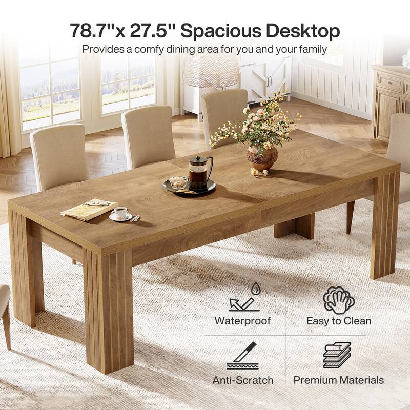 78.7 Inch Dining Table Large Modern Kitchen Table with Heavy Duty Legs