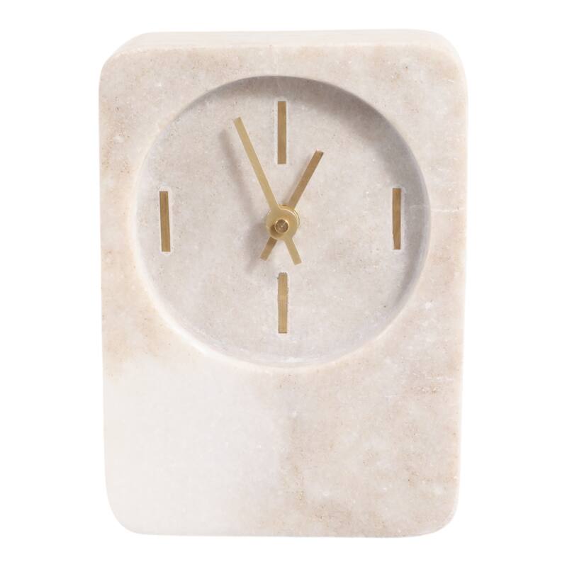 Modern Stone and Marble Clock with Contemporary Design - Beige