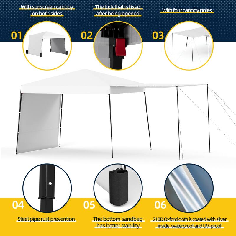 10x10 FT Pop-Up Canopy with 2 Sidewalls - Heavy-Duty Waterproof, UV-Resistant Tent for Outdoor Events, Markets & Gatherings