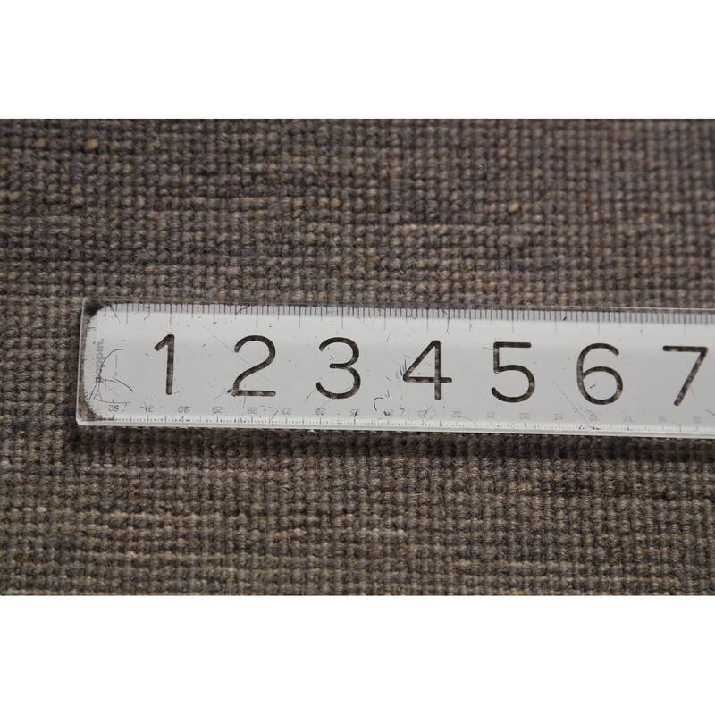 Gabbeh Modern Area Rug Hand-Knotted Strip Gray Wool Carpet - 5'7" x 7'10"