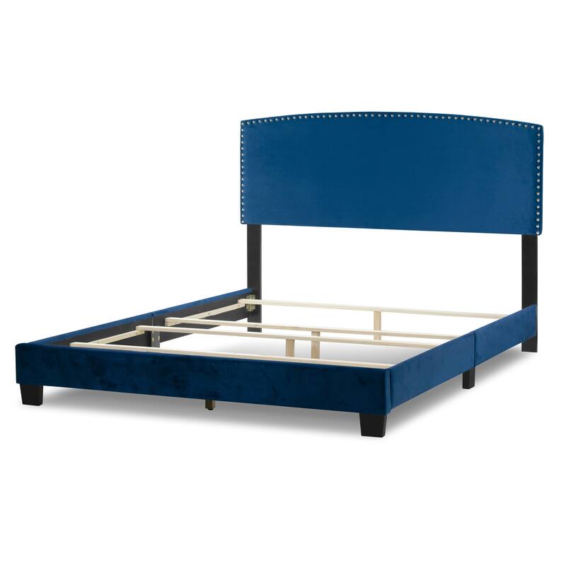 Ausca Fabric Queen Bed with Nail Head Trim
