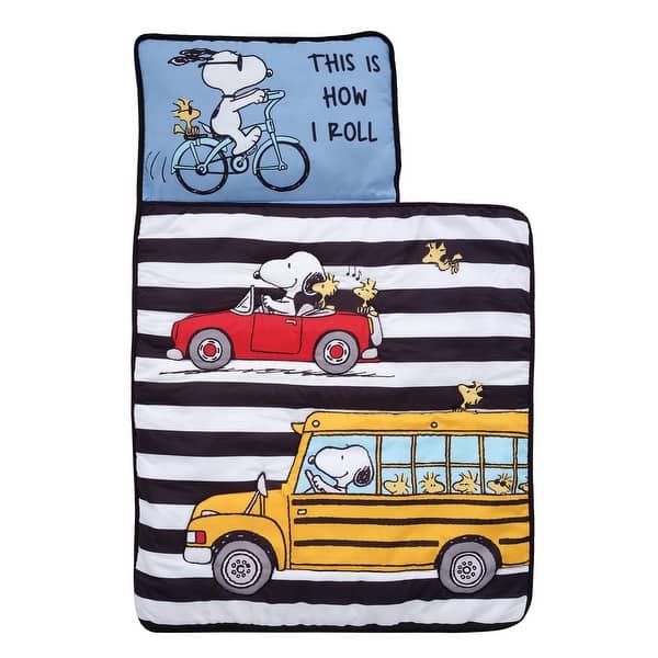 slide 2 of 5, Bedtime Originals Snoopy & Woodstock Peanuts Transportation Toddler Nap Mat