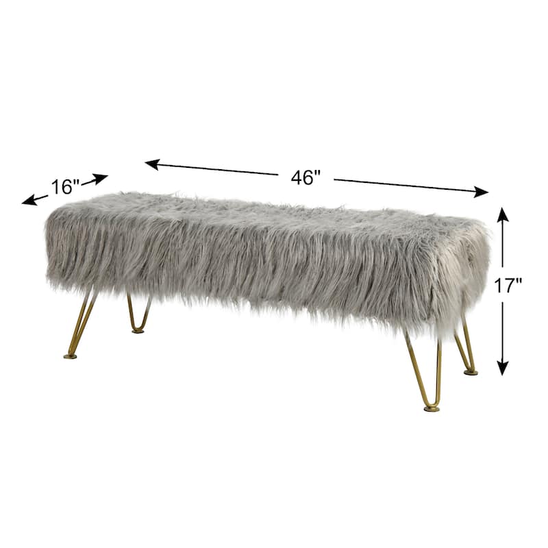 Home Soft Things Mongolian Ottoman Bench with Gold Metal Legs