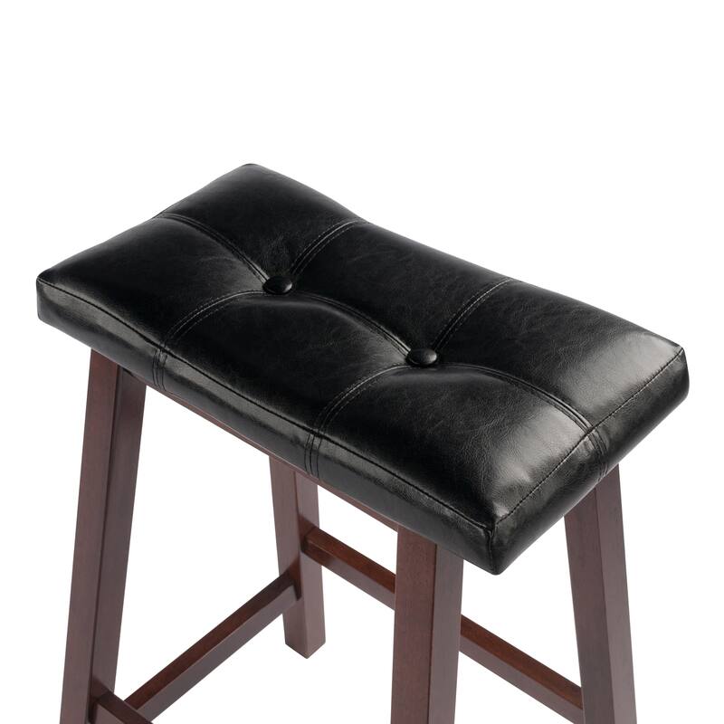 Mona Cushion Saddle Seat Counter Stool, Black and Walnut - 17.48"W x 14.47"D x 24.84"H