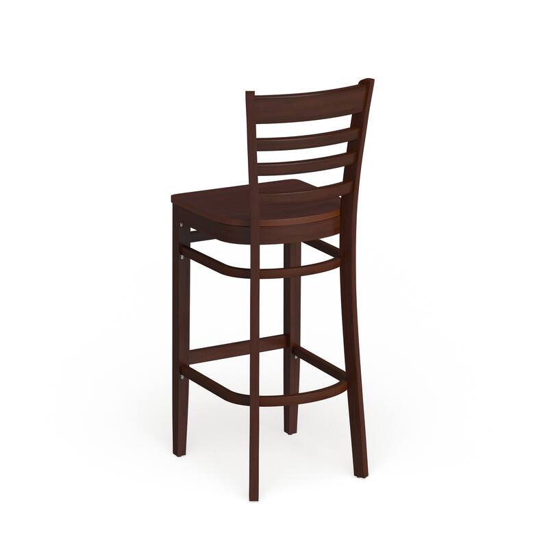 Ladder Back Wooden Restaurant Barstool - 16.75"W x 19"D x 43.75"H - 16.75"W x 19"D x 43.75"H