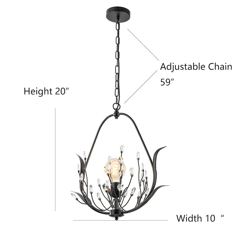 Lia 1-Light Kitchen Pendant Light with Crystal Accents - 10 In.Wide