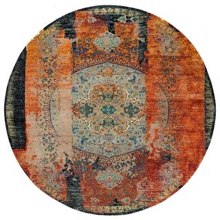 Shahbanu Rugs Metallic Orange, Ancient Ottoman Erased Design, Ghazni ...