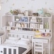 preview thumbnail 3 of 25, Twin Size Multifunctional Wood Platform Bed with Bookshelf at the Head of the Bed, Built-in Desk and Matching Chair, White