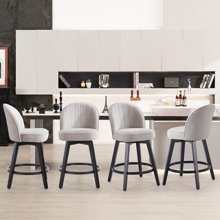 HOMYKA Swivel Bar Stool with Wood Legs Set of 4 - N/A