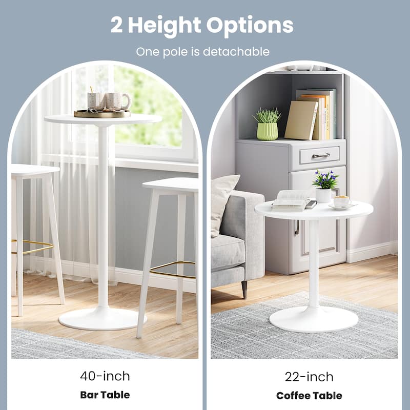 Gymax Round Bar Table Set of 2 w/Adjustable Height & Metal Base Modern