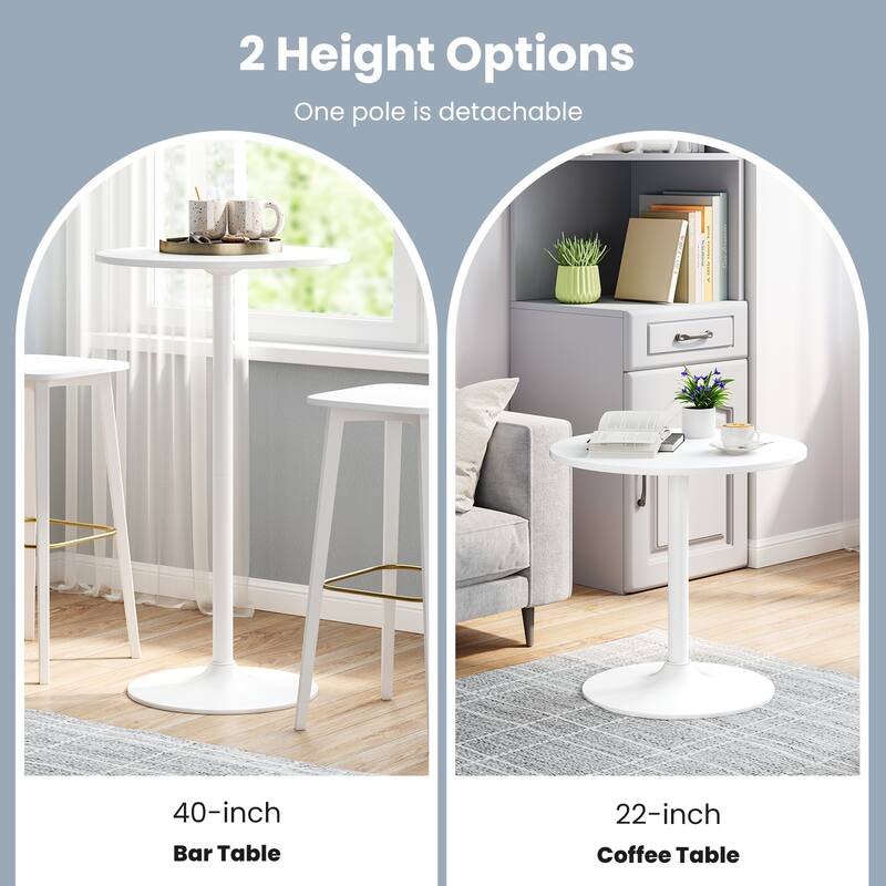Gymax Round Bar Table w/ Adjustable Height & Metal Base Modern Style