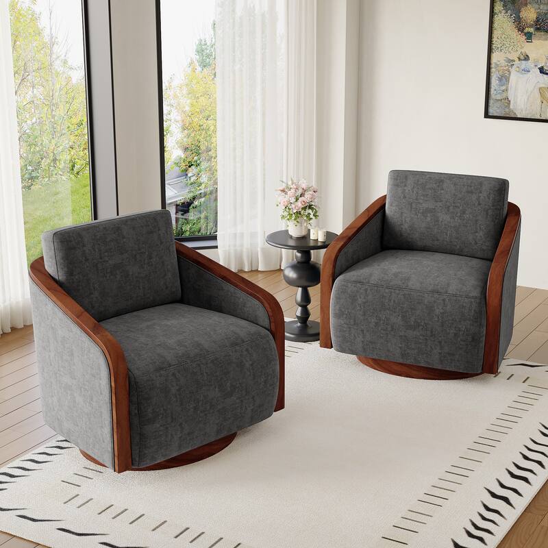 Modern Upholstered Swivel Accent Chair Set of 2