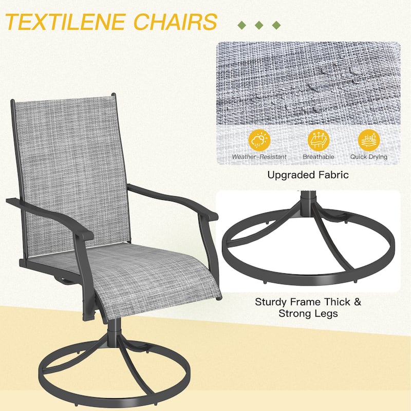 Patio Dining Set, Outdoor Dining Table and Chairs Set with Textilene Chairs, Adjustable Umbrella Hole for Garden, Backyard