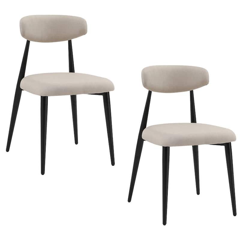 Modern Dining Chairs Set of 2, Curved Backrest Round Upholstered and Metal Frame