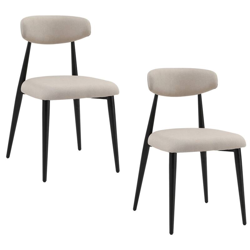 Set of 2 Dining Chairs with Upholstered and Metal Frame