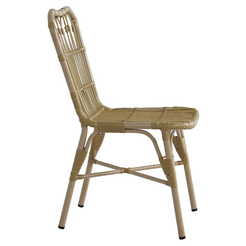 Outdoor PE Wicker Patio Dining Chairs Set of 2,Outdoor Rattan chairs for Backyard, Poolside, Garden