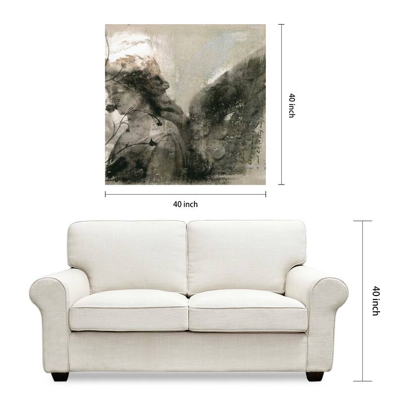 "New Orleans Angel Sculpture" Frameless Free Floating Tempered Glass Panel Graphic Wall Art