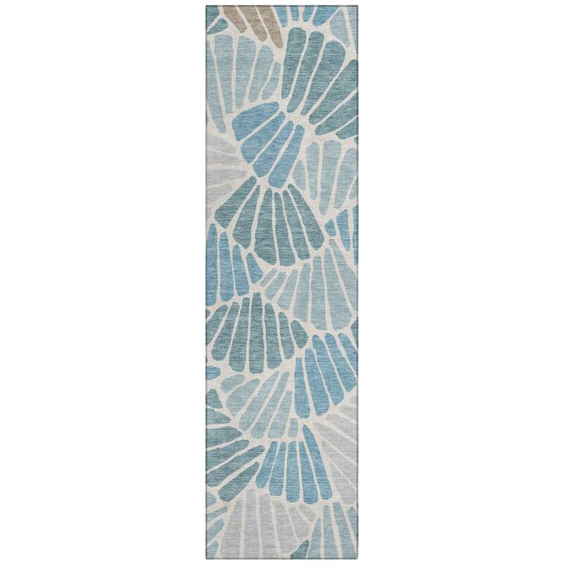 Machine Washable Indoor/ Outdoor Floral Modern Chantille Rug