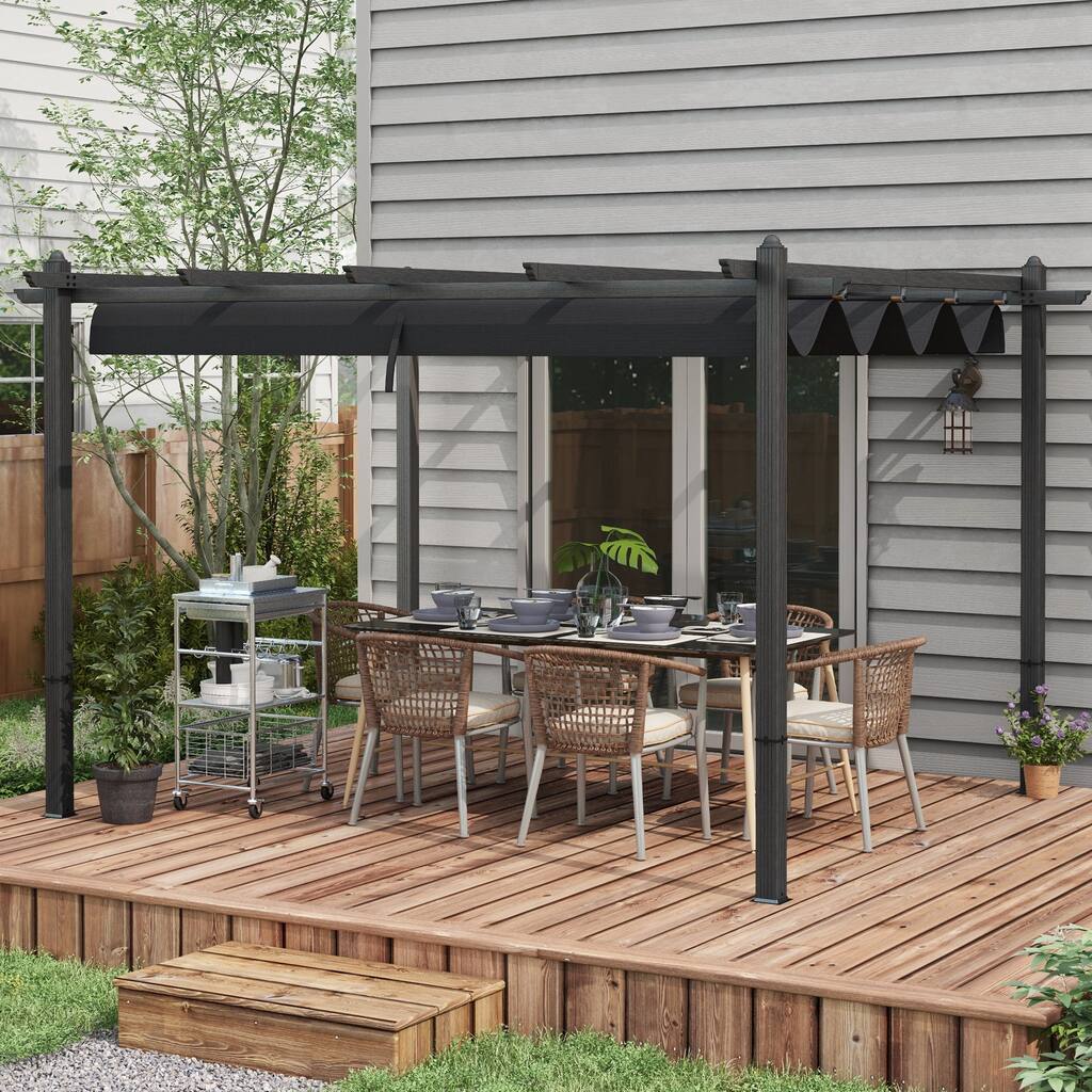 10'x12' Patio Outdoor Sun Shade Shelter Retractable Pergola Canopy