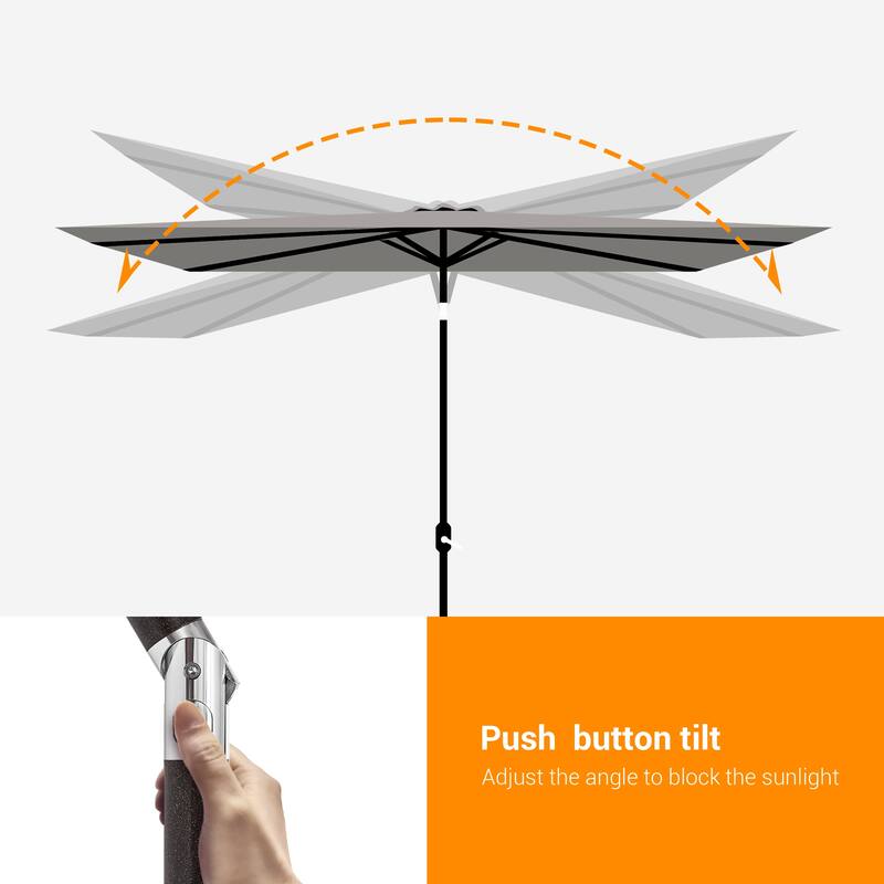 BONOSUKI Patio Rectangular Market Umbrella with Tilt and Crank