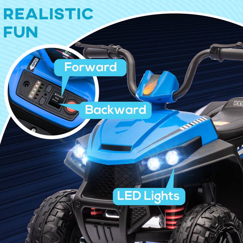 Electric 12V 4-Wheel ATV for Kids with Suspension, MP3, and Realistic Headlights - Blue