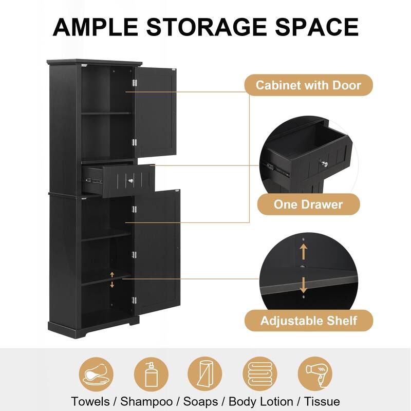 Versatile Freestanding Bathroom Cabinet with Multiple Features for Storage
