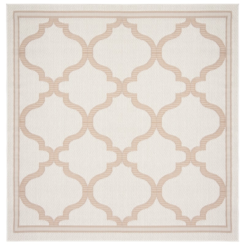 SAFAVIEH Bermuda Washable Edelt Indoor/ Outdoor Waterproof Rug - 8' Square - Ivory/Beige