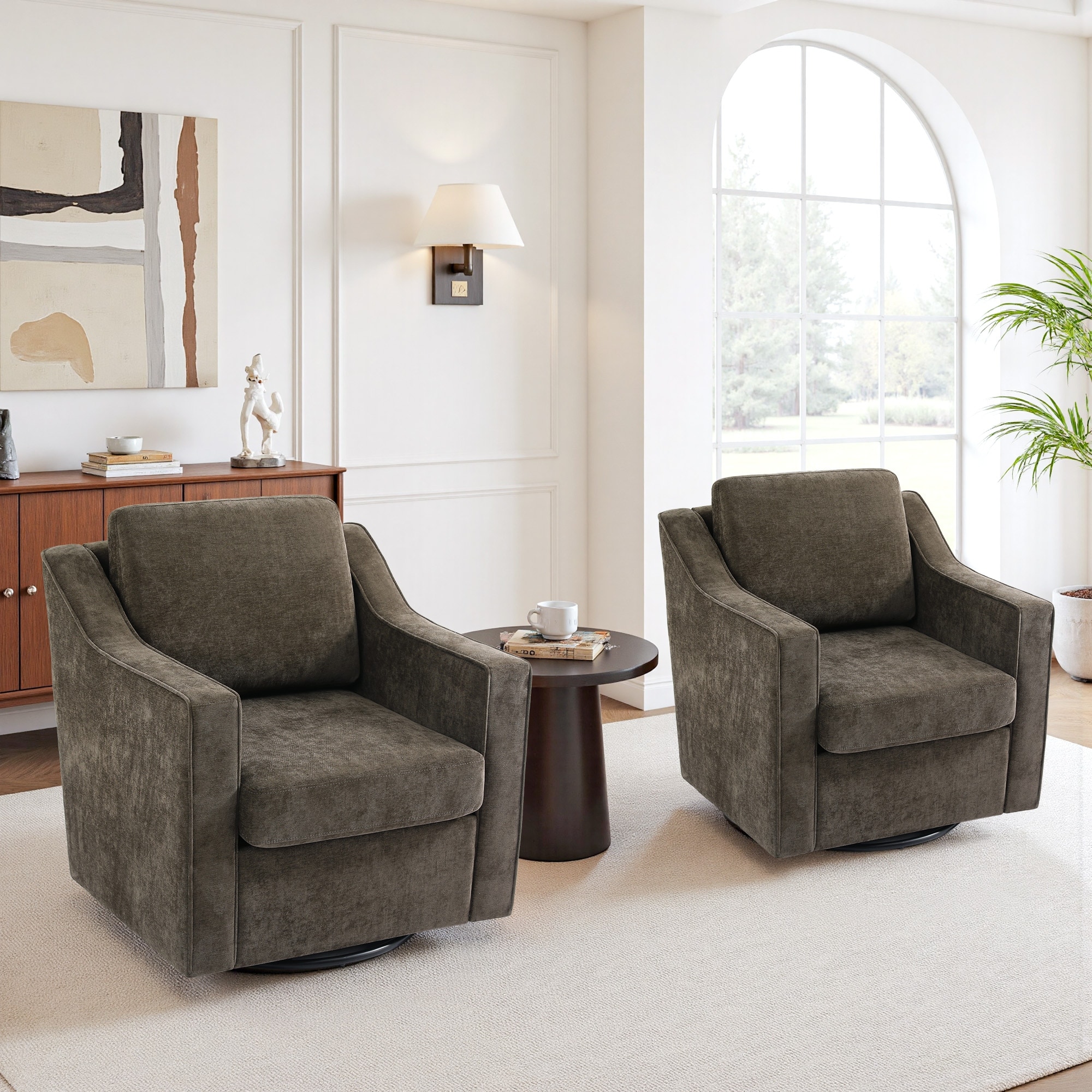 2 Set Modern Swivel Accent Arm Chair for Living Room
