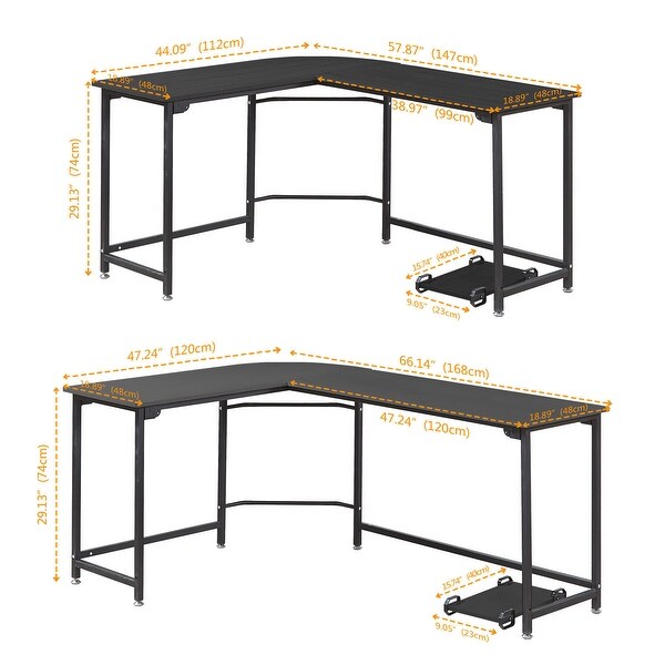 L-shape Wood Steel Corner Computer Gaming Desk