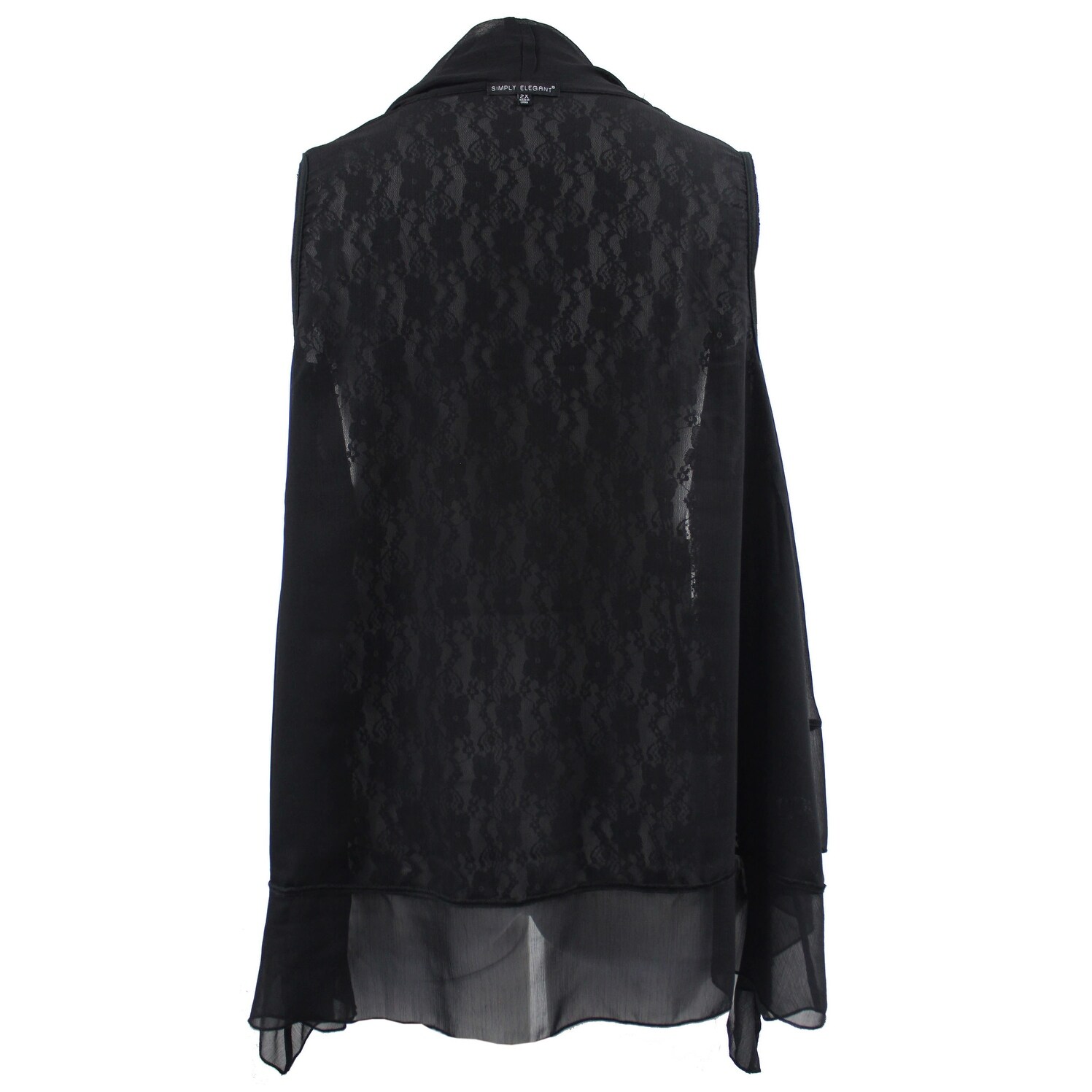 Shop Women Plus Size Floral Lace Chiffon Cardigan Open Front Vest
