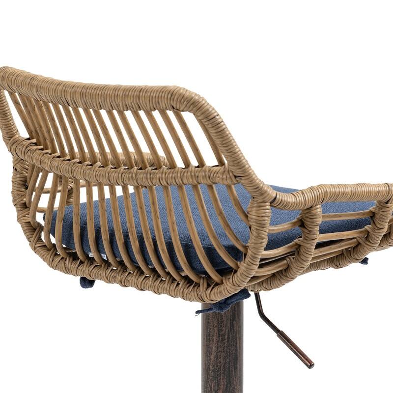 Modern Swivel Bar Stools Set of 2 Adjustable Counter Height Chairs with Footrest for Kitchen, Dining Room