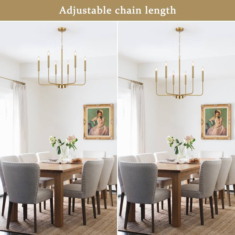6-Light W26.18" x H66.92" Candle Chandelier for Living Room Kitchen Island